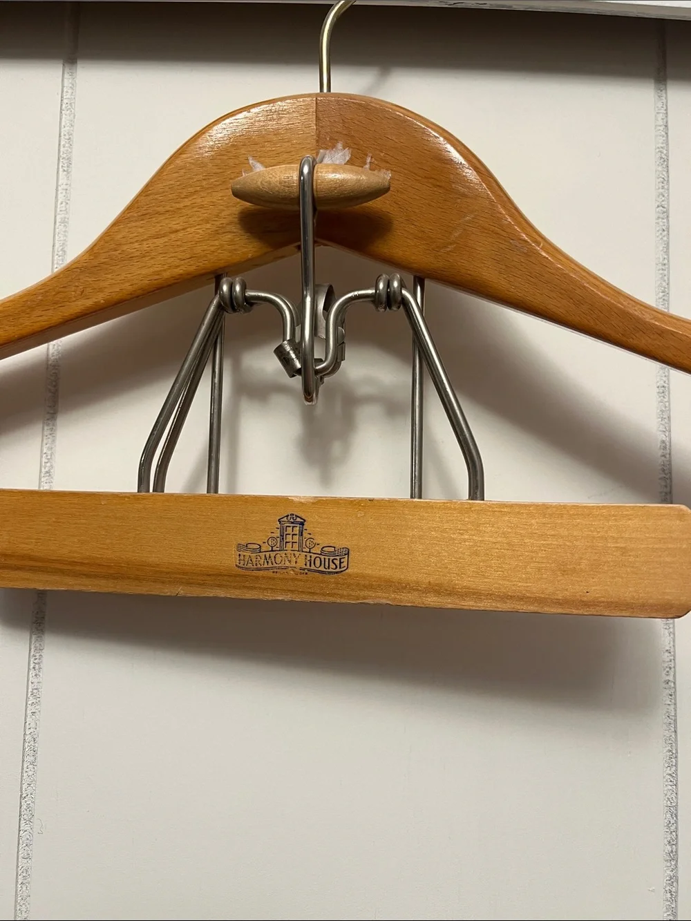 Harmony house vintage Wooden Suit Hanger with Clamp - Natural Brown